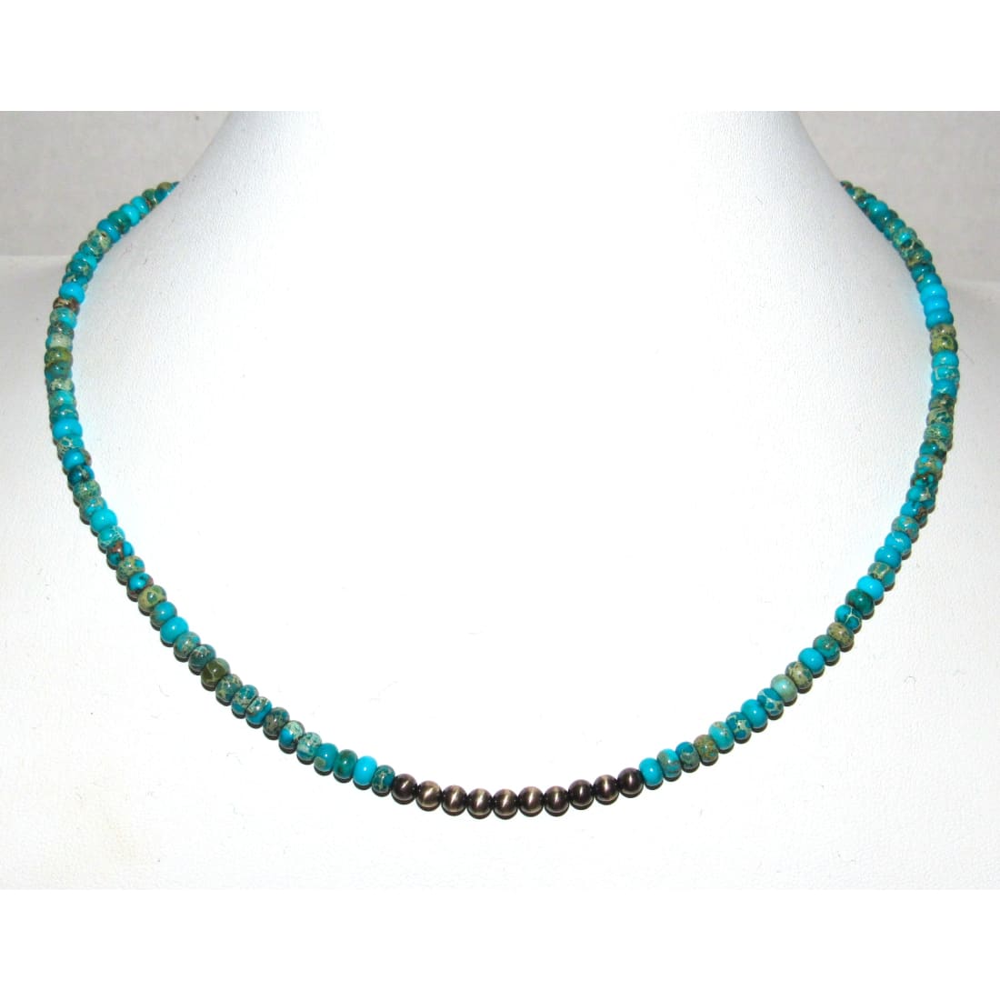 Navajo Rolled Turquoise & Navajo Pearls Heishi Choker Necklace Native 18L