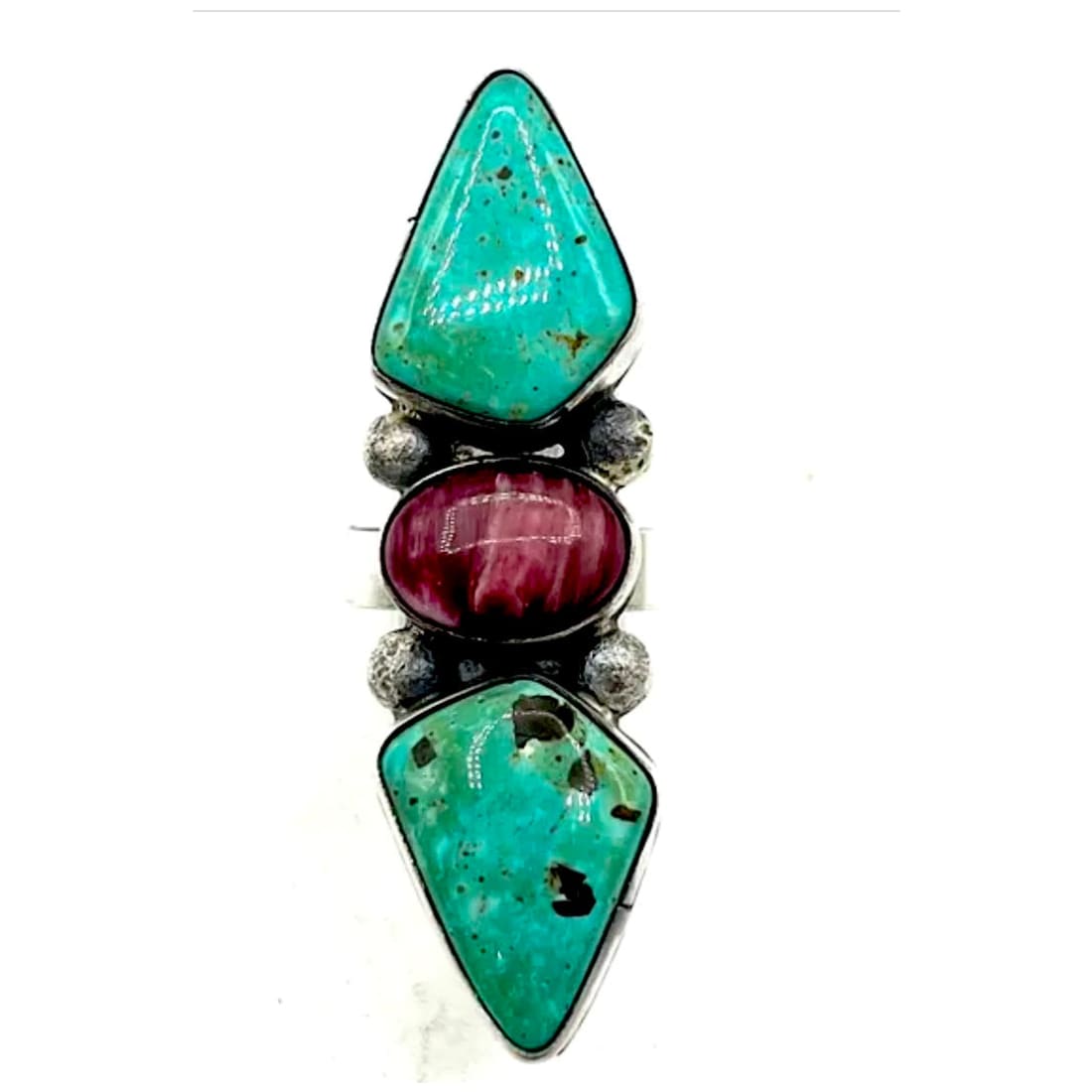 Navajo Royston Turquoise Purple Spiny Statement Adjustable Ring Sz 8 A Martinez