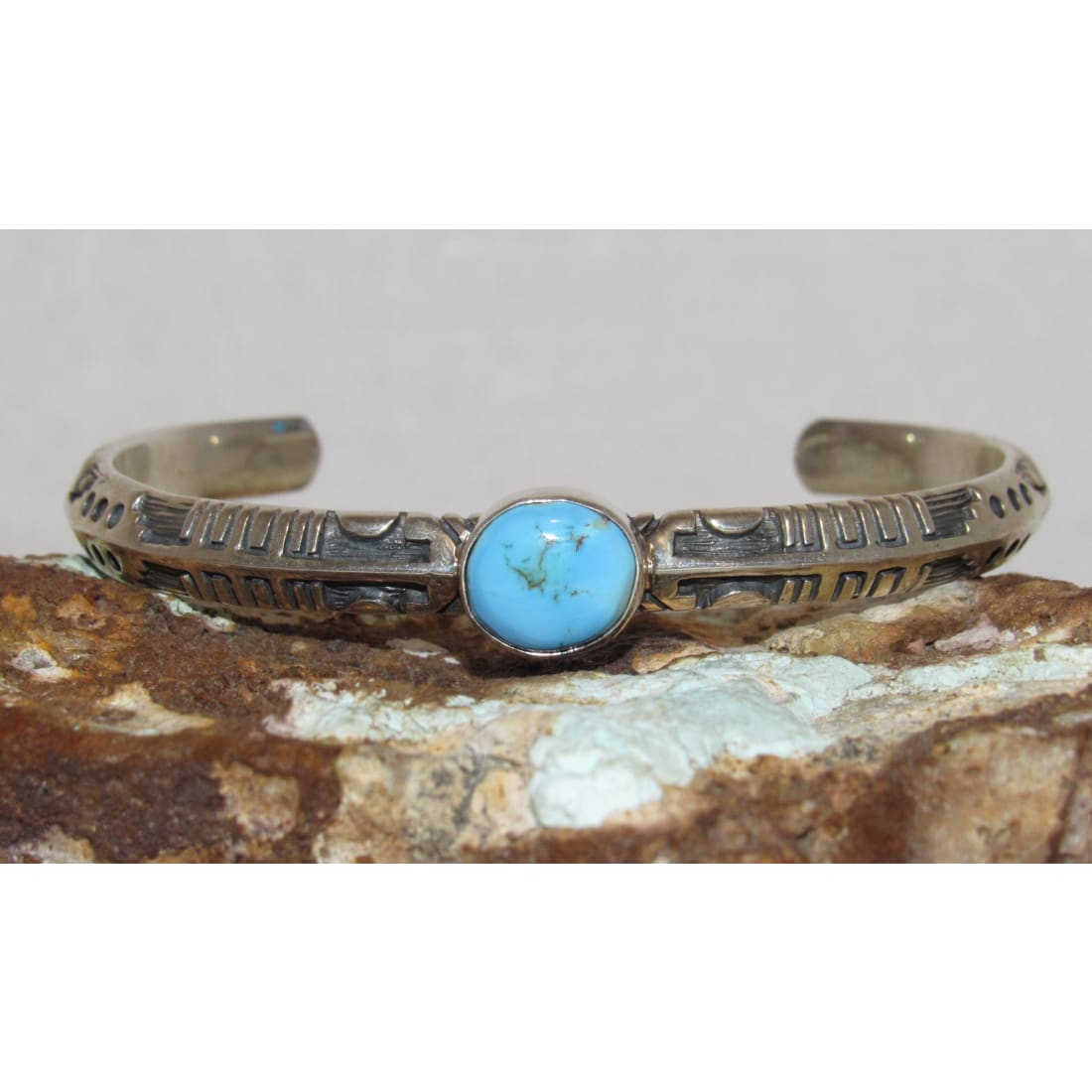 Navajo Golden Hills Turquoise Stacker Cuff Sterling Silver B. Short