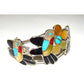 Vintage Zuni Inlay Hummingbird Cuff Bracelet Sterling Silver Jet Turquoise Shell