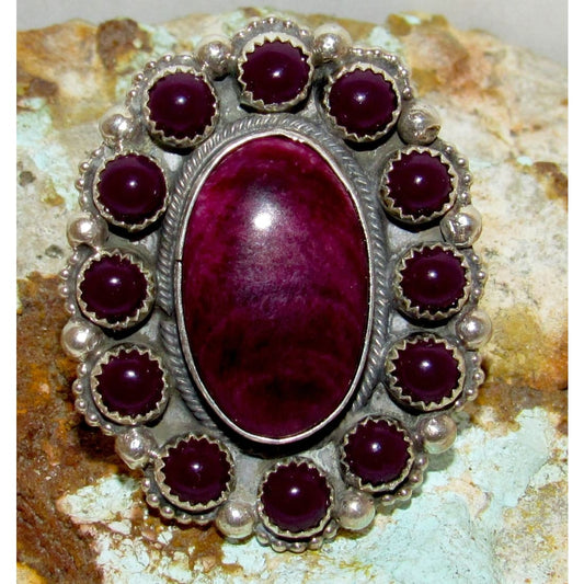 Navajo Purple Spiny Cluster Ring Size 9 Sterling Silver Sherry Sandoval
