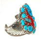 Spectacular Early Navajo Turquoise Coral Sterling Silver Cuff Bracelet