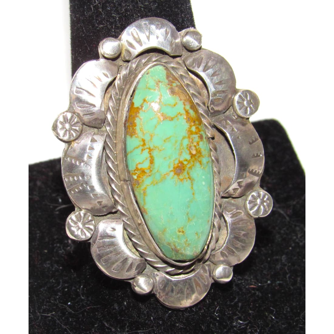 Navajo Blue Royston Turquoise Statement Ring Sz 10 Sterling Silver