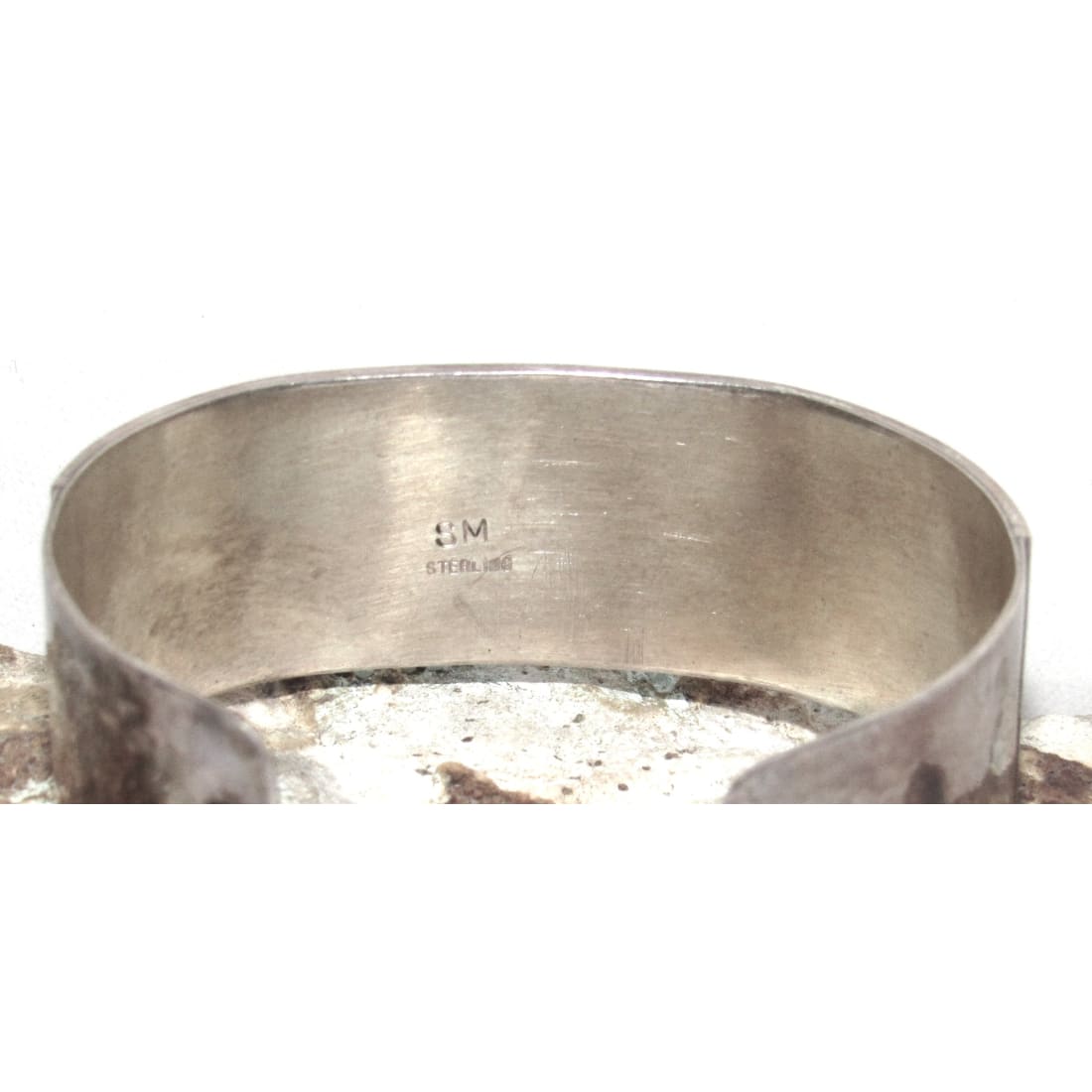 Old Pawn Zuni Inlay Statement Cuff Bracelet Turquoise Sterling Silver Signed