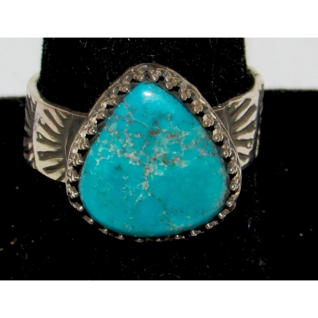 Navajo Kingman Turquoise Ring Sz 10 Sterling Silver Signed