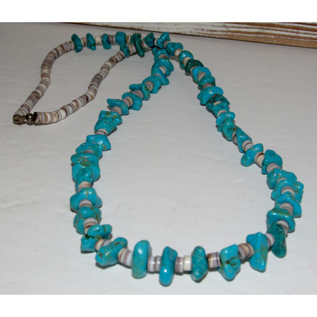 Vintage Navajo Turquoise Shell Heishi Bead Necklace