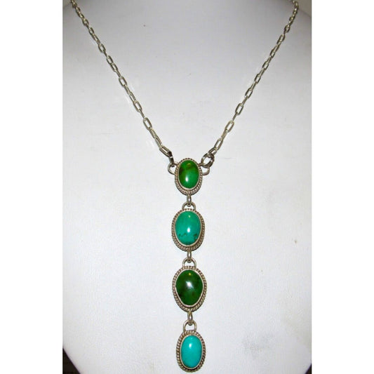 Navajo Royston Turquoise Small Lariat Necklace Sterling Silver G Jones