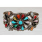 Vintage Zuni Cluster Cuff Bracelet Sterling Silver Phyllis Coonsis Turquoise Multi Stone