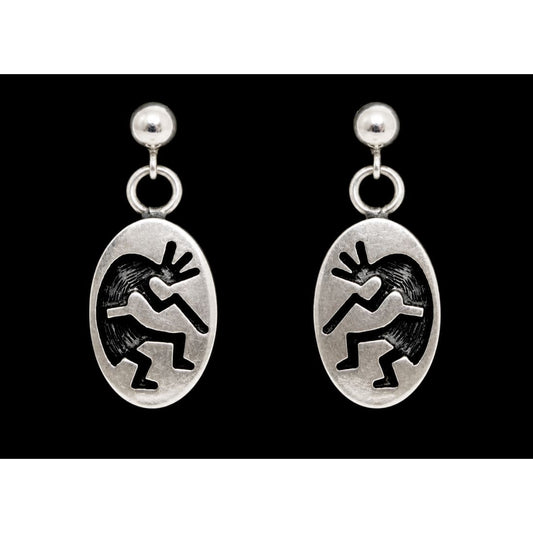 Vintage Hopi Kokopelli Sterling Silver Dangle Earrings Signed