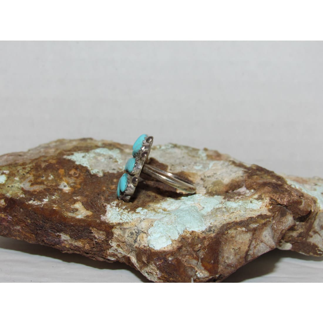 Navajo Blue Royston Turquoise Cluster Ring Sz 7 Sterling Silver M. Apachito