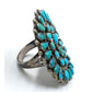 Old Pawn Navajo Turquoise Cluster Ring Sz 7 Sterling Native Vintage