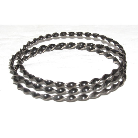 Vintage Taxco Mexico Silver Bangle Bracelets - Set of 3 Matching Silver Bangles