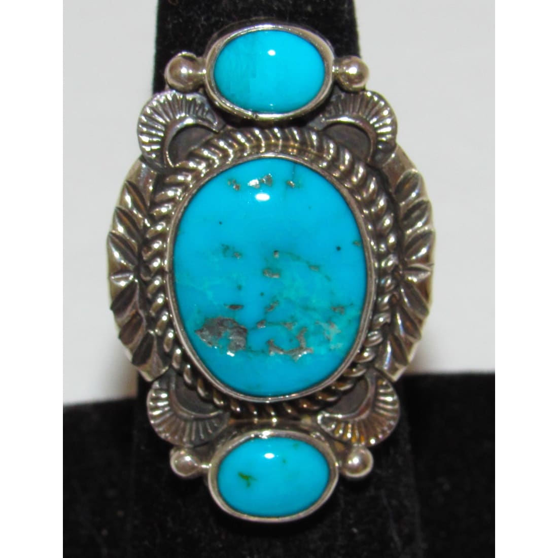 Navajo Sleeping Beaty Turquoise Ring Size 7 Sterling Native American Signed