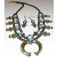 Navajo Golden Hills Turquoise Sterling Squash Blossom Necklace & Earrings Set