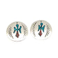 Navajo Earrings Peyote Bird Design Turquoise Coral Inlay J.Yazzie