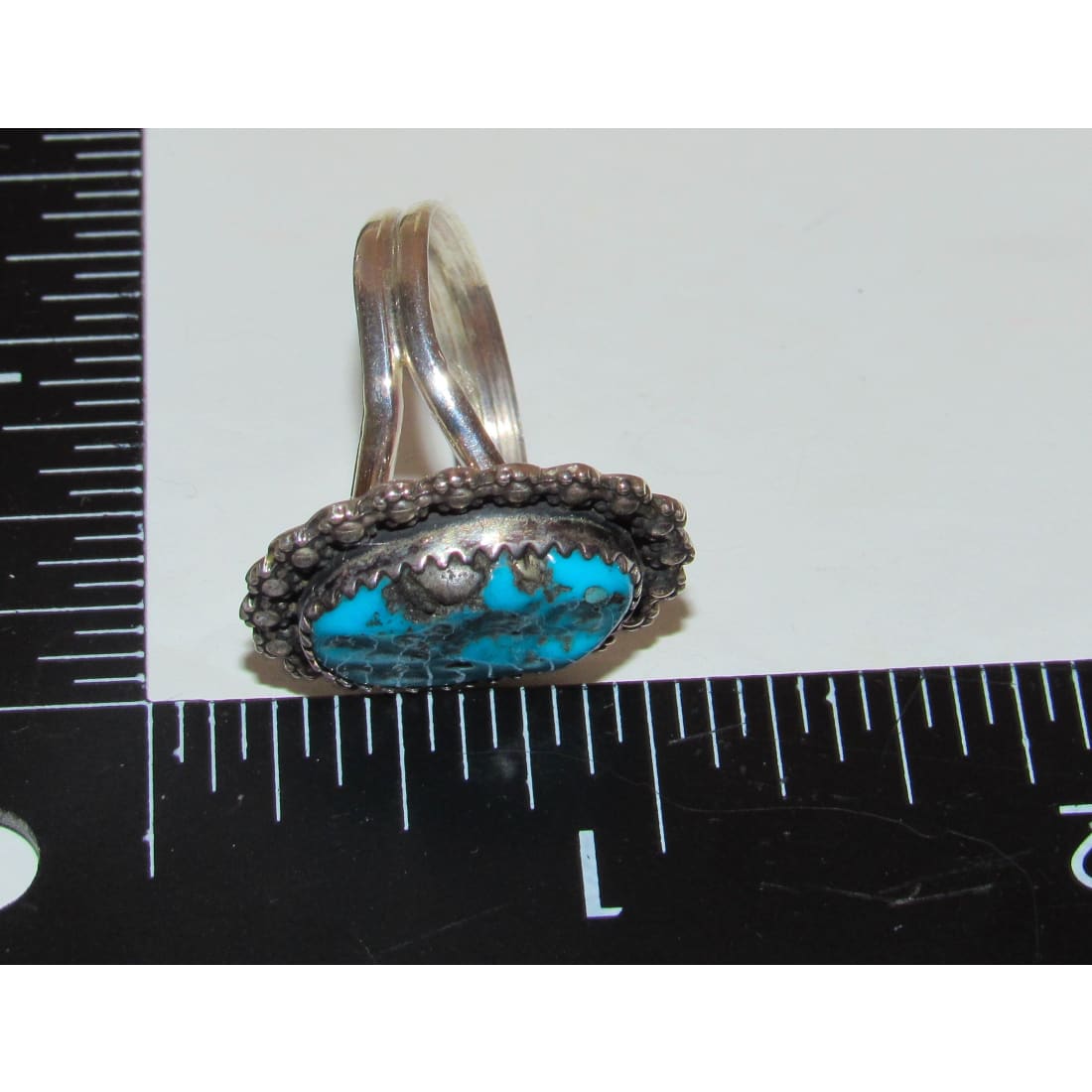Navajo Kingman Turquoise Statement Ring Sz 8.5 Sterling Silver Signed Native