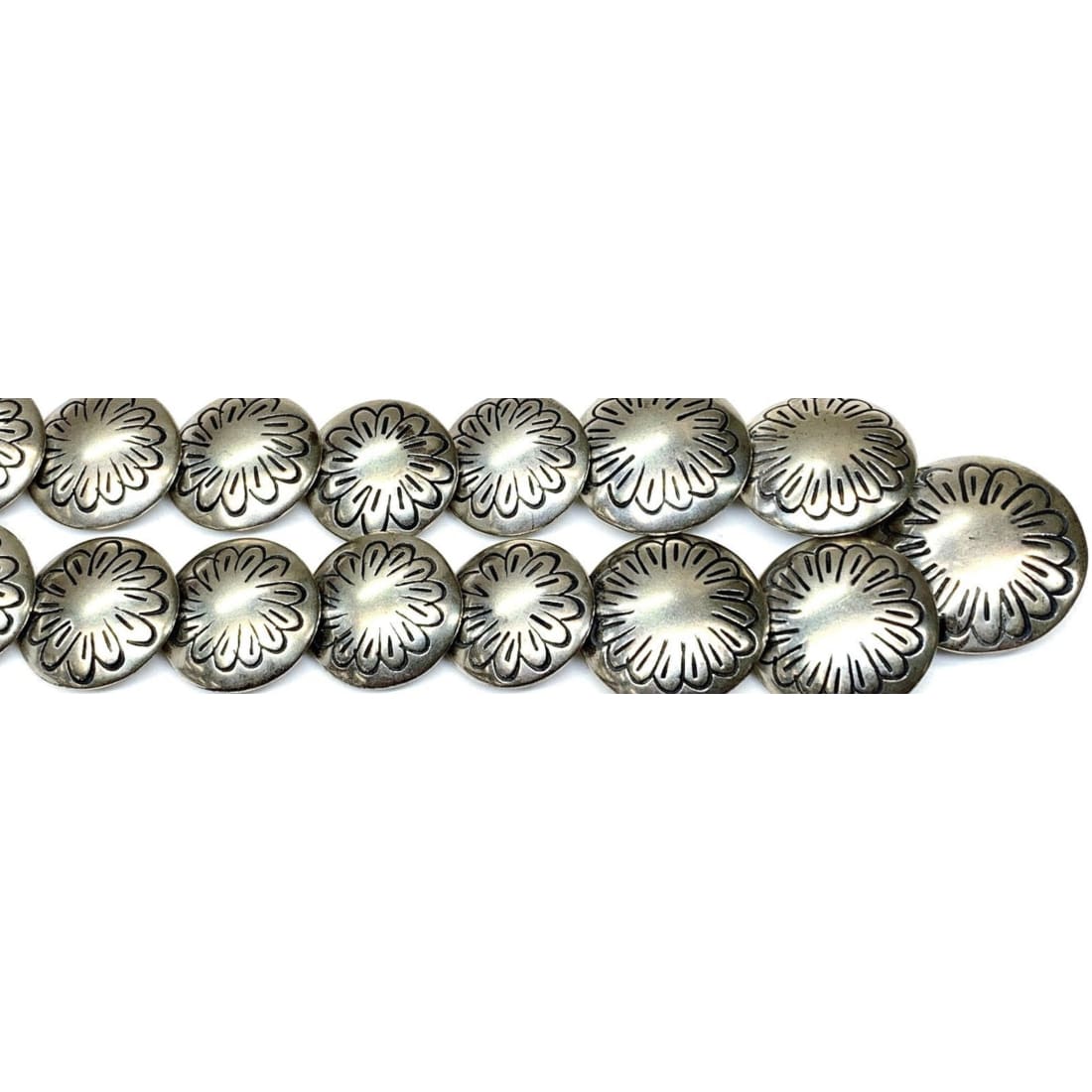 Vintage Pillow Beads Navajo Pearls Necklace Hand Stamped Design 20"L 80G