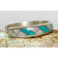 Old Pawn Zuni Inlay Turquoise MOP Cuff Bracelet Lorrie and Marcie Kallestewa