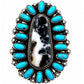 Navajo Handmade Turquoise & White Buffalo Adjustable Cluster Ring – Davina Begay
