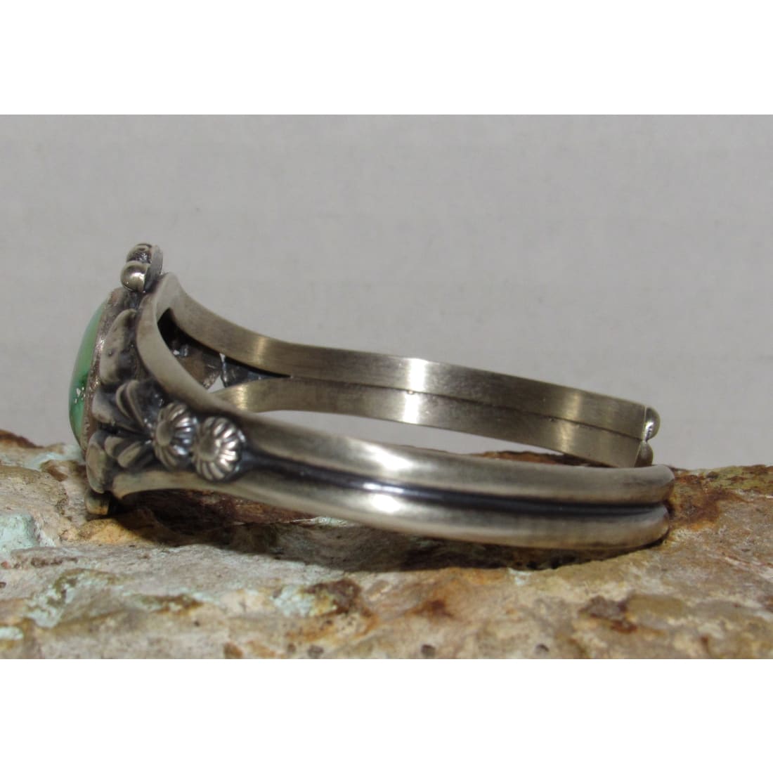 Navajo Royston Turquoise Stacker Cuff Sterling Hand Etched Bracelet B. Platero