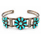 Old Pawn Zuni Turquoise Cluster Cuff Bracelet Turquoise Sterling Silver