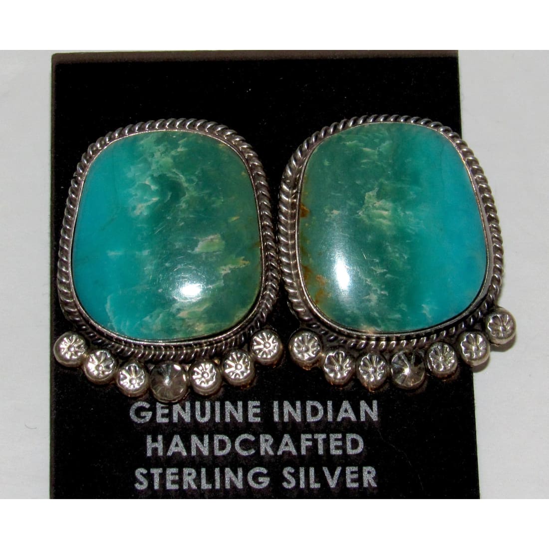 Navajo Gem Grade Royston Turquoise Post Earrings P. Yazzie