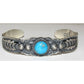 Navajo Blue Royston Turquoise Sterling Stacker Cuff Bracelet Ingot Bennie Ramone