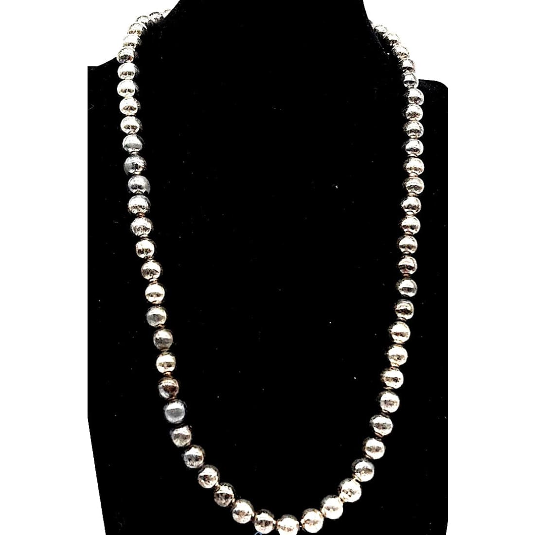 Vintage Mexican Taxco Sterling Silver Beaded Necklace