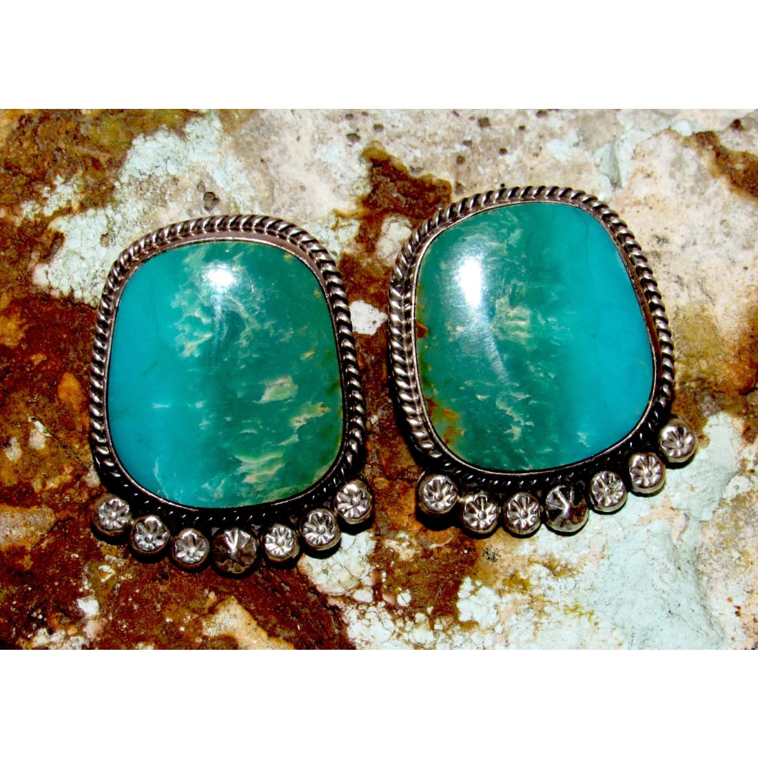 Navajo Gem Grade Royston Turquoise Post Earrings P. Yazzie