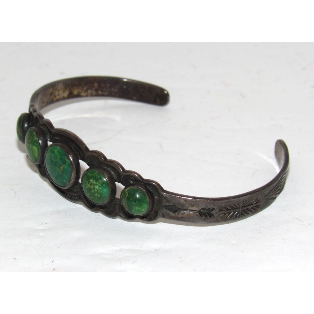 Vintage Navajo Cerrillos Turquoise Cuff Bracelet Ingot Sterling Silver