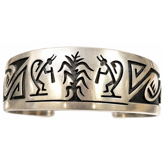 Vintage Hopi George Phillips Sterling Silver Cuff Bracelet 50g Native American
