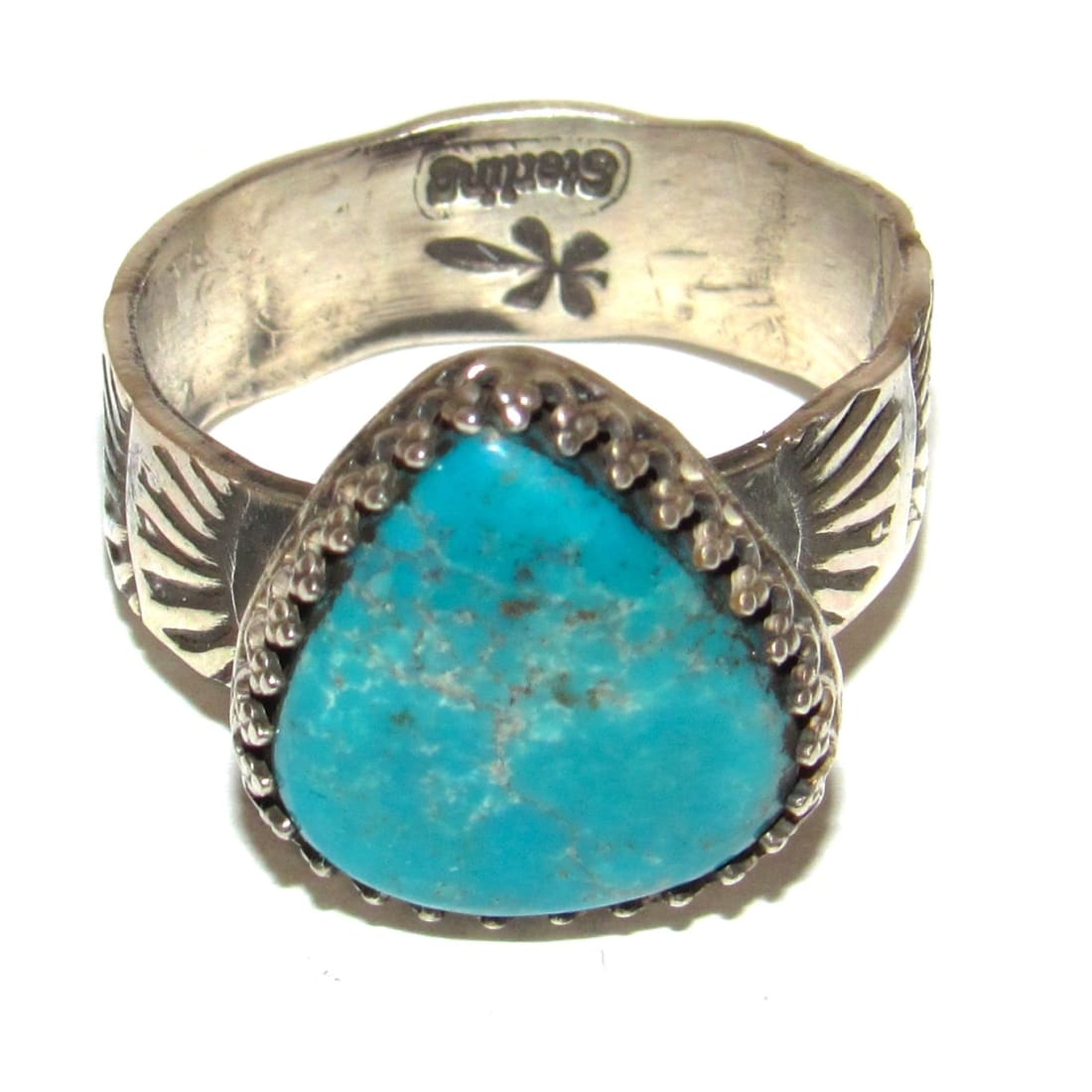 Navajo Kingman Turquoise Ring Sz 10 Sterling Silver Signed