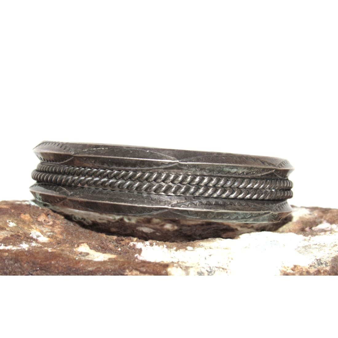Old Pawn Navajo Double Carinated Ingot Cuff Bracelet Sterling Silver Native