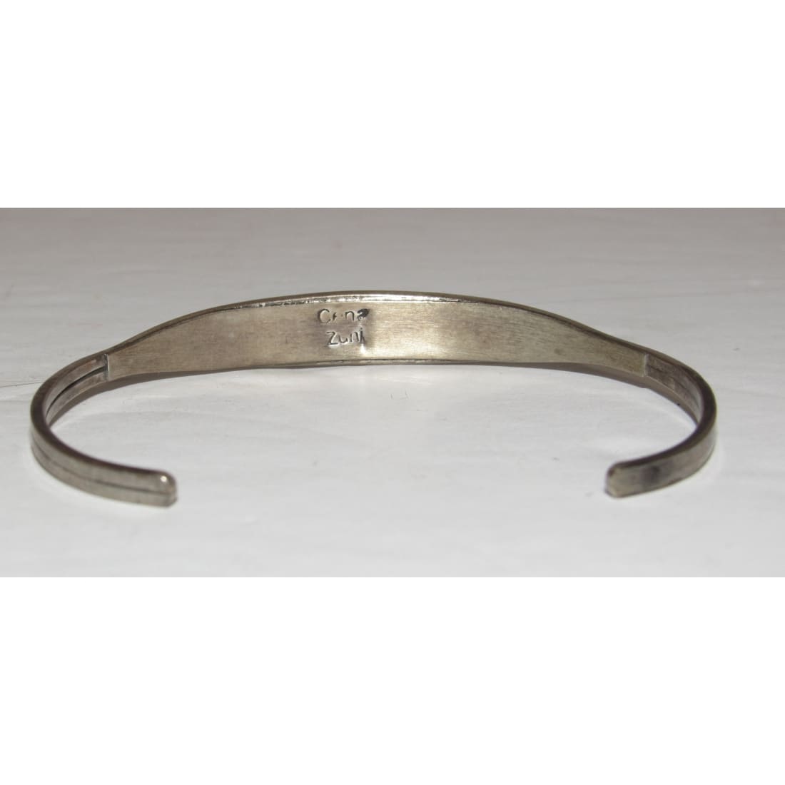 Zuni Inlay Turquoise Coral Bracelet Sterling Silver C. Weebothee Stacker