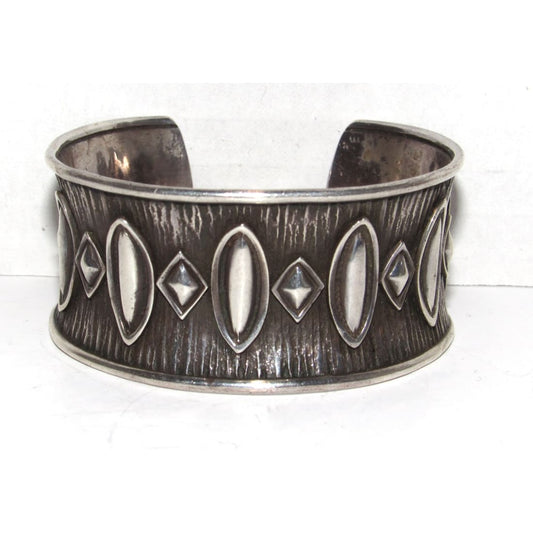 Vintage Navajo Statement Cuff Bracelet Mark Yazzie 53G Sterling Silver Signed