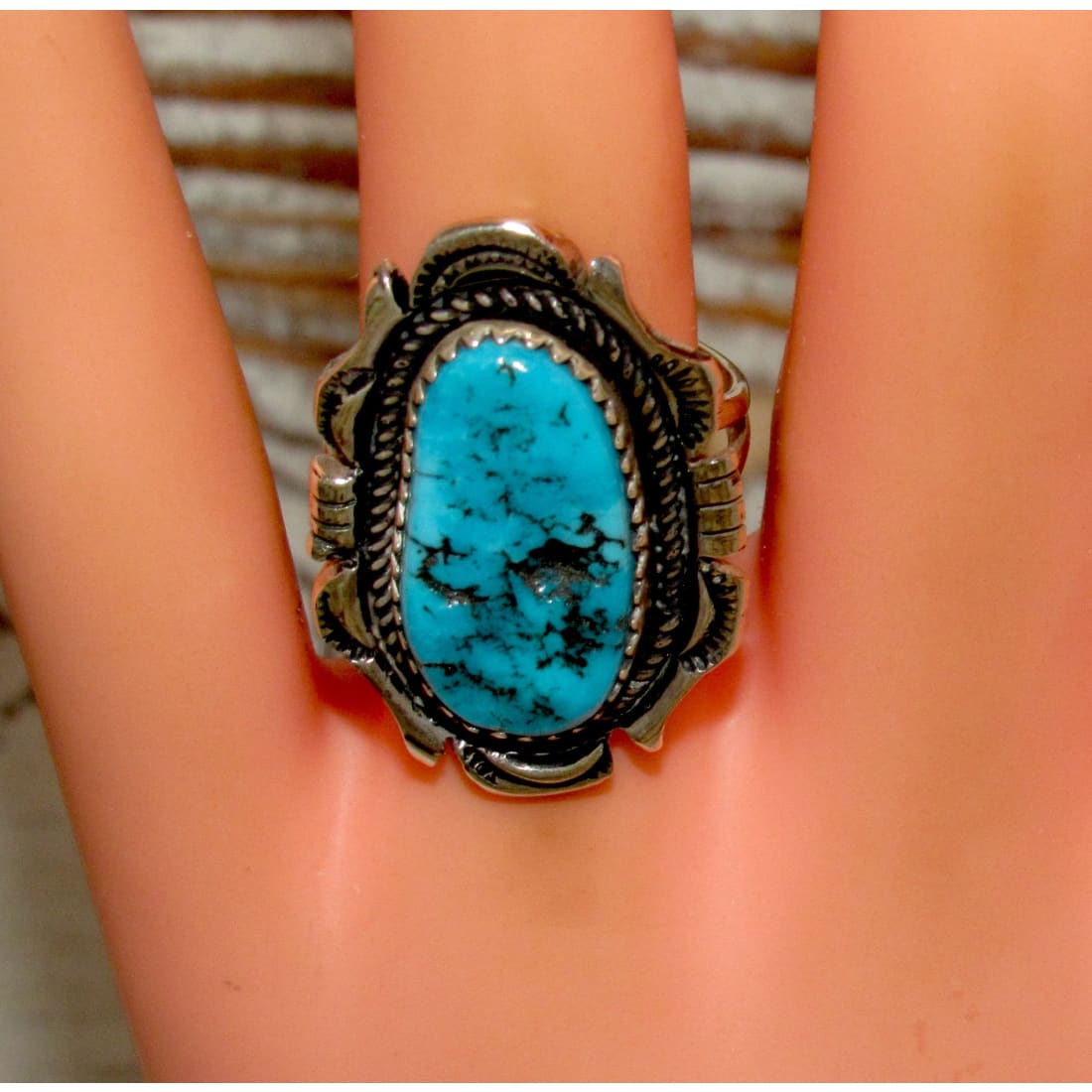 Navajo Kingman Turquoise Ring Sz 6.5 Sterling Silver Native American Signed
