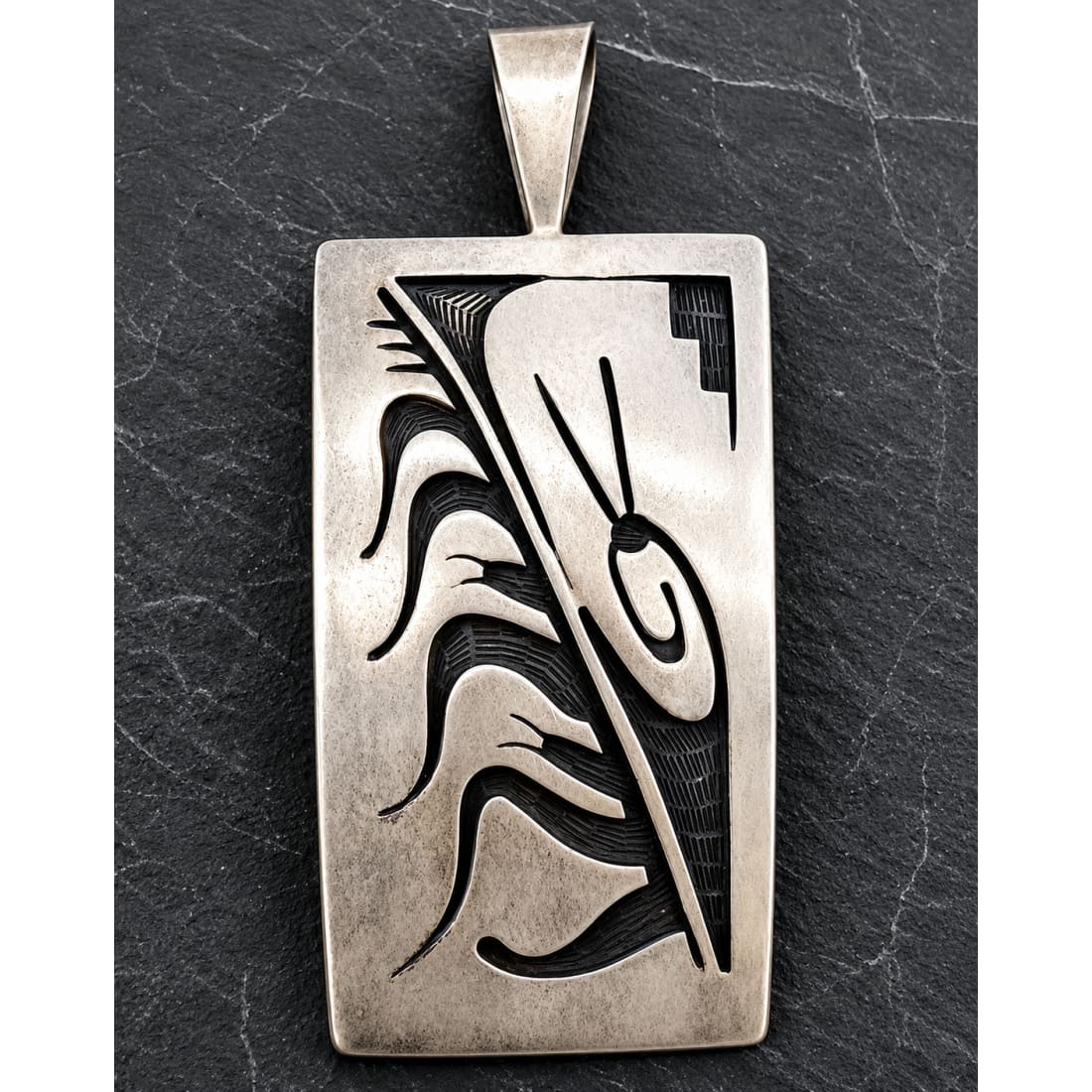 アクセサリー Hopi vintage silver pendant Vintage Hopi Sterling Silver Overlay Pendant by Michael Sockyma Sr.