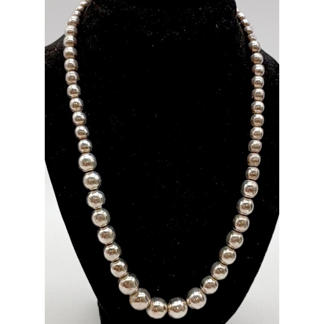 Vintage Mexico Taxco Sterling Silver Beads Necklace