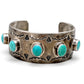 Vintage Navajo Turquoise Statement Cuff Bracelet Chimney Butte Sterling Silver 7"