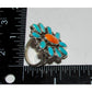 Navajo Turquoise Orange Spiny Cluster Ring Size 10 Sterling Silver