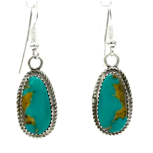 Navajo Royston Turquoise Dangle Earrings Sterling D. Nez
