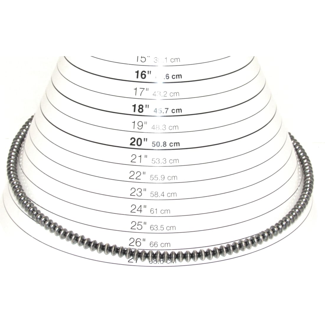 7mm Navajo Pearls Necklace Sterling Silver Saucer Beads Necklace 26"L R Begay
