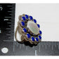 Navajo Mother of Pearl Ring Lapis Lazuli Cluster Ring Size 8.5 Sterling Silver