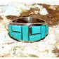 Navajo Turquoise Cobble Inlay Ring Sz 9 Sterling Silver Edison Yazzie