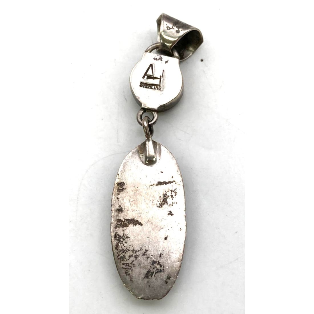 Zuni God's Eye Pendant Necklace Sterling Silver Turquoise Spiny Inlay Vintage