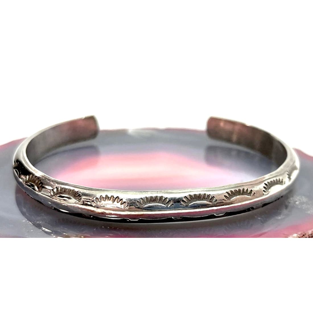 Vintage Navajo Carinated Stacker Cuff Bracelet Ingot Sterling Silver