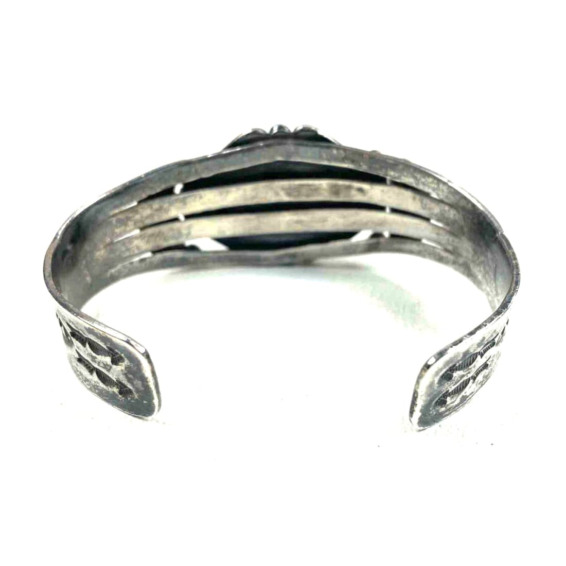 Old Pawn Navajo Petrified Wood Cuff Bracelet Sterling Silver