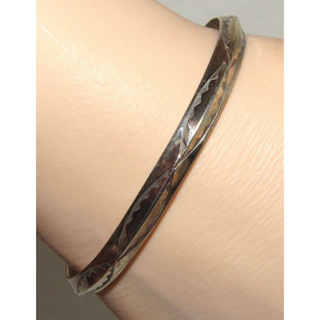 Old Pawn Navajo Carinated Stacker Cuff Bracelet Ingot Sterling Silver