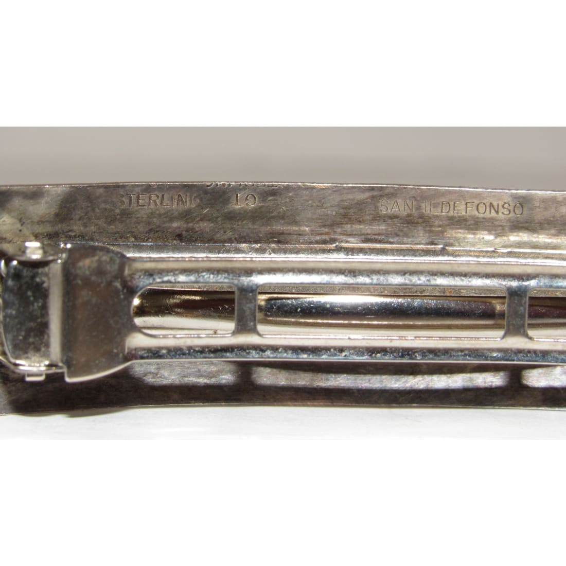 San Ildelfonso Sterling Hair Barrette Gemstones Native American G. Trujillo