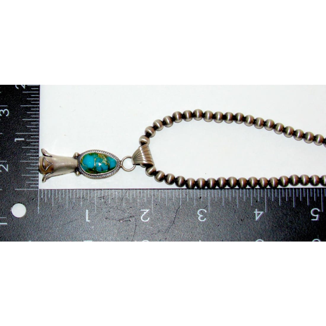 Navajo Pearls & Squash Blossom Pendant Royston Turquoise Sterling Silver